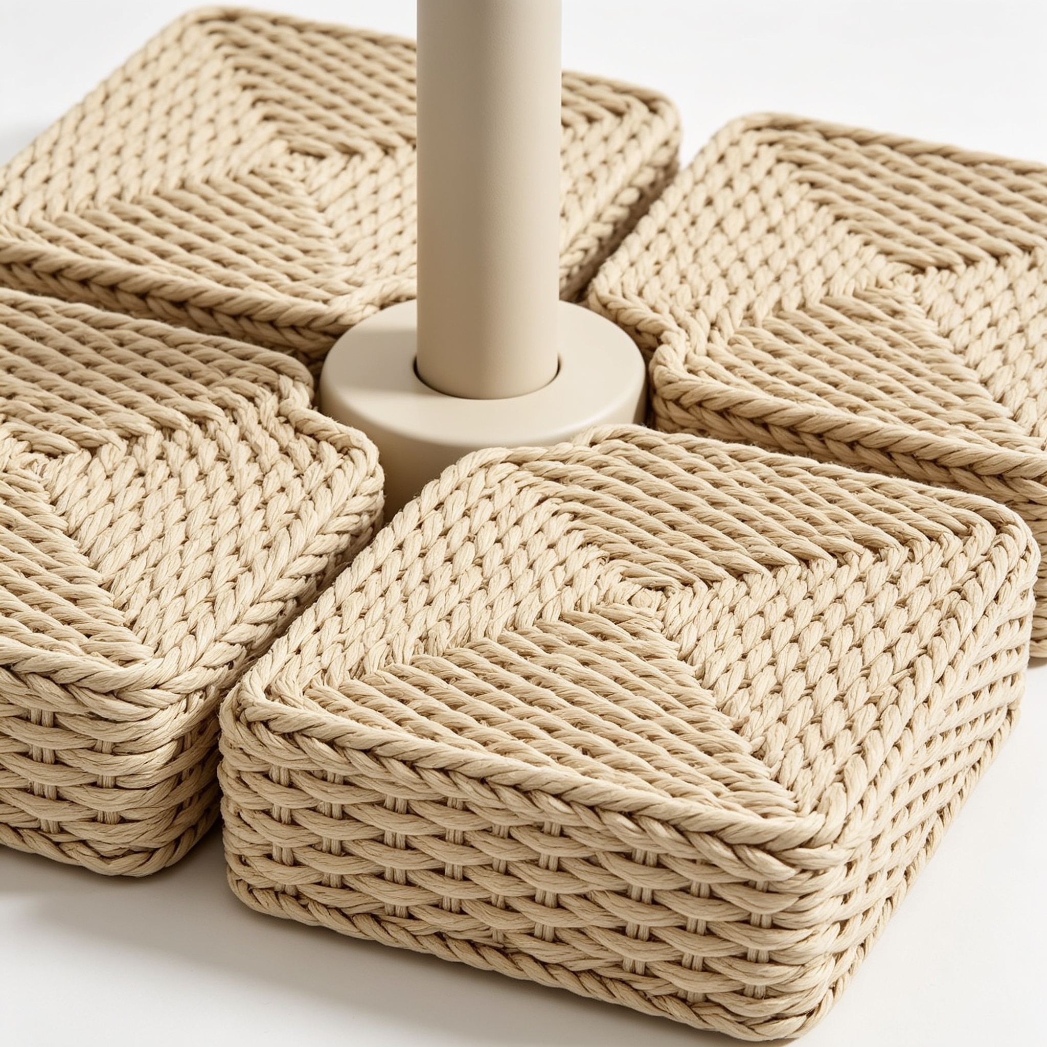 casacocinaes Yaheetech 4 Pieces Square Refillable Umbrella Base 80 kg Sand/60L Total Water with Braided Design Parasol Holder for Filling Detachable 50 x 50 x 7.5 cm for Garden Patio etc