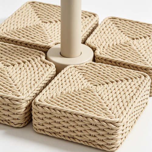 casacocinaes Yaheetech 4 Pieces Square Refillable Umbrella Base 80 kg Sand/60L Total Water with Braided Design Parasol Holder for Filling Detachable 50 x 50 x 7.5 cm for Garden Patio etc