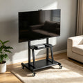 casacocinaes BONTEC TV Stand Wheels for TVs from 23 to 60 Inches, LED, LCD, OLED Flat and Curved, TV Stand with Mobile Wheels with Tilt and Media Shelf, up to 40 kg, Max. VESA 400x400 mm