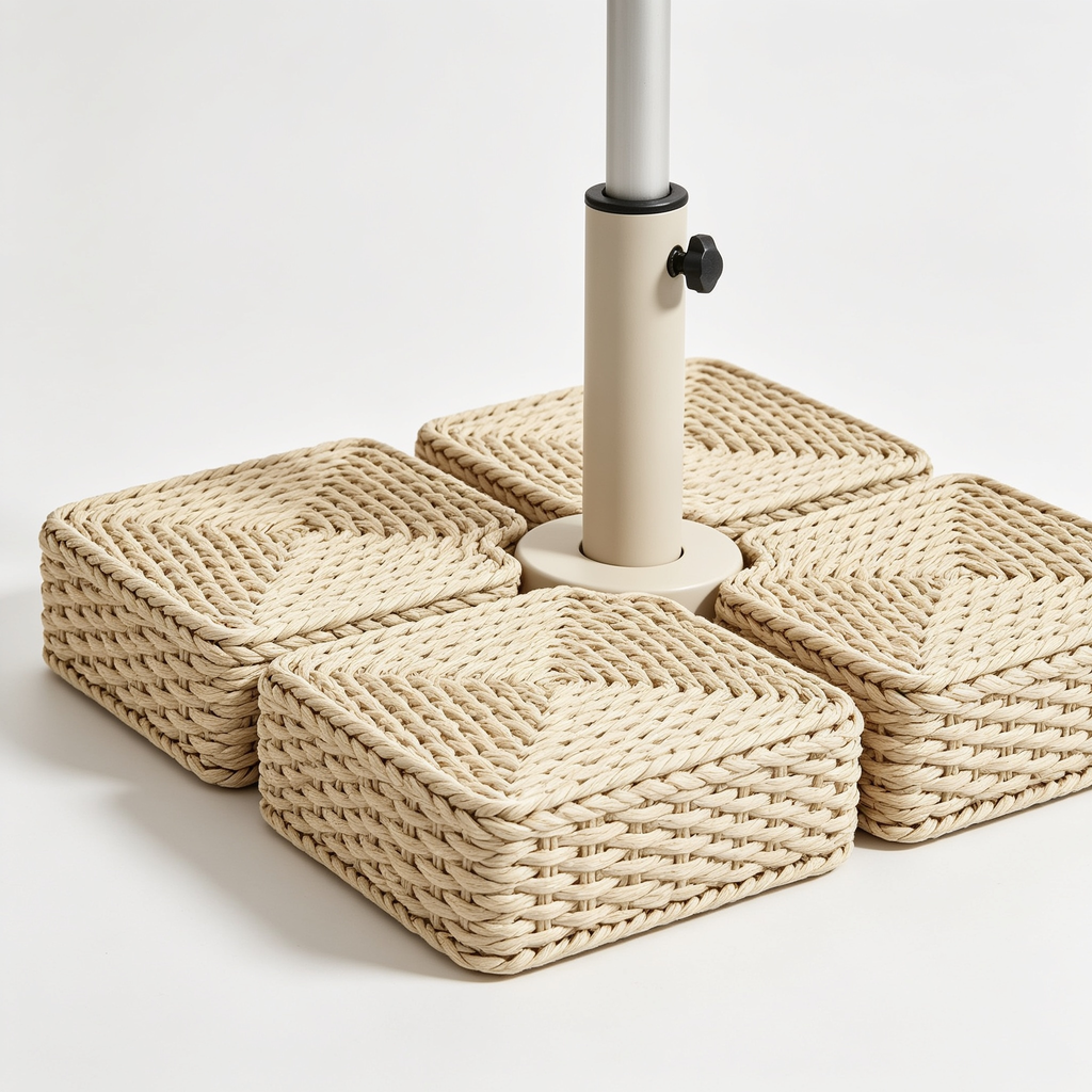 casacocinaes Yaheetech 4 Pieces Square Refillable Umbrella Base 80 kg Sand/60L Total Water with Braided Design Parasol Holder for Filling Detachable 50 x 50 x 7.5 cm for Garden Patio etc